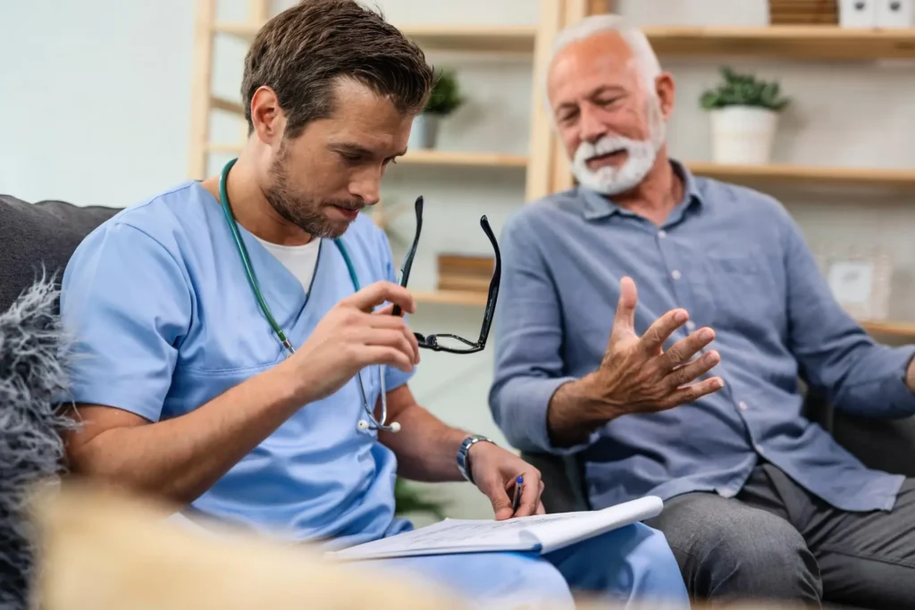 Senior Patient Consultation with General Practitioner during Home Visit