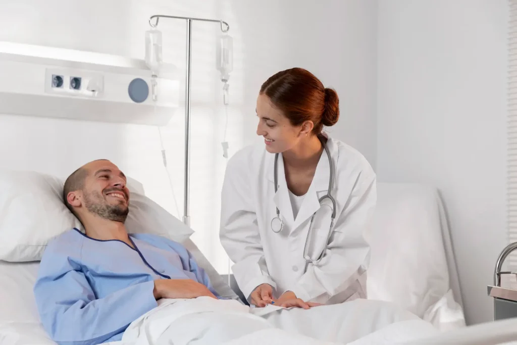 Smiley Doctor and Patient in Medium Shot