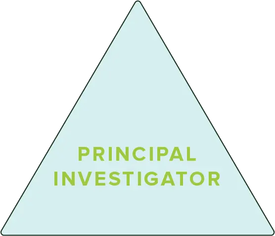 Principal Investigator triangle, green and white, with dark green border.